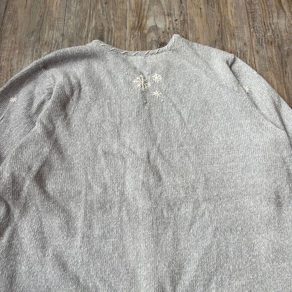 Vintage Ugly Christmas Sweater Cardigan Skiing Embroidered Knit Blue Granny XL - Picture 3 of 9